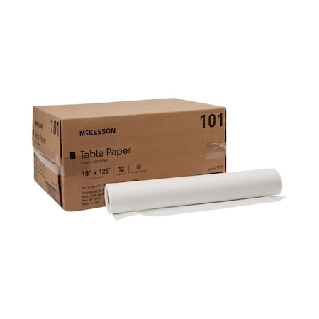 Mckesson Crepe Table Paper, 18 Inch x 125 Foot, White, 12PK 101
